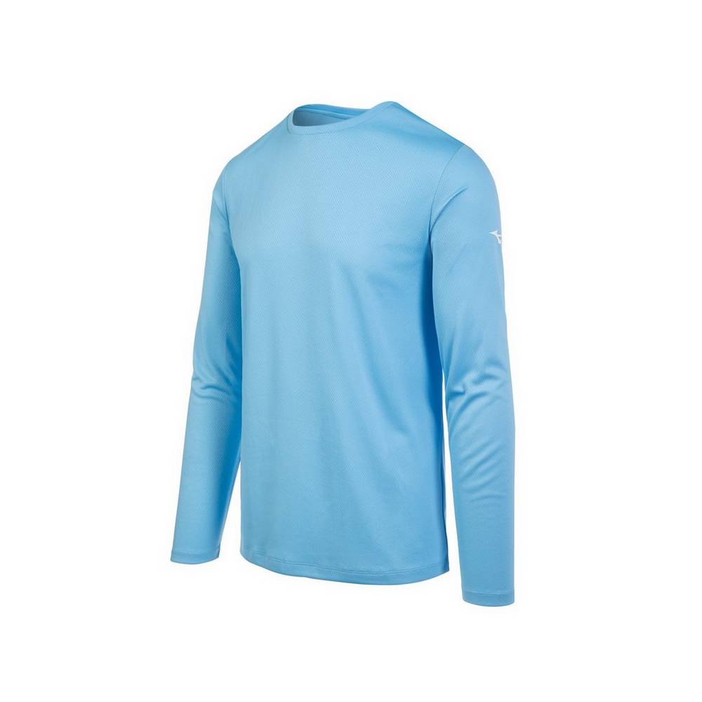 Camisetas Mizuno Long Sleeve Hombre Azules Claro Baratas SXFC-50129